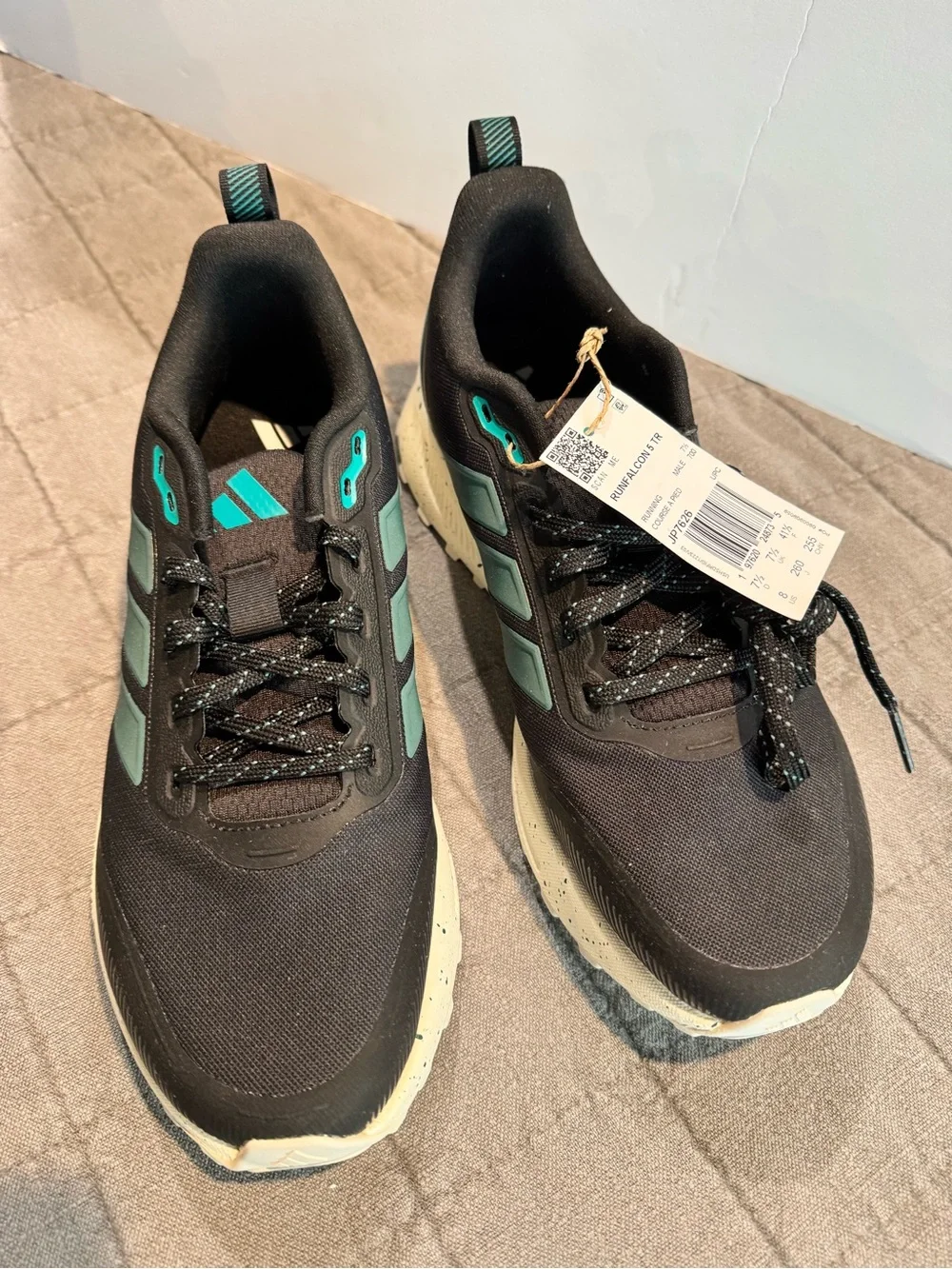NWT! Adidas Run Falcon 5 Trainers w/ Black and Teal Athletic Shoes